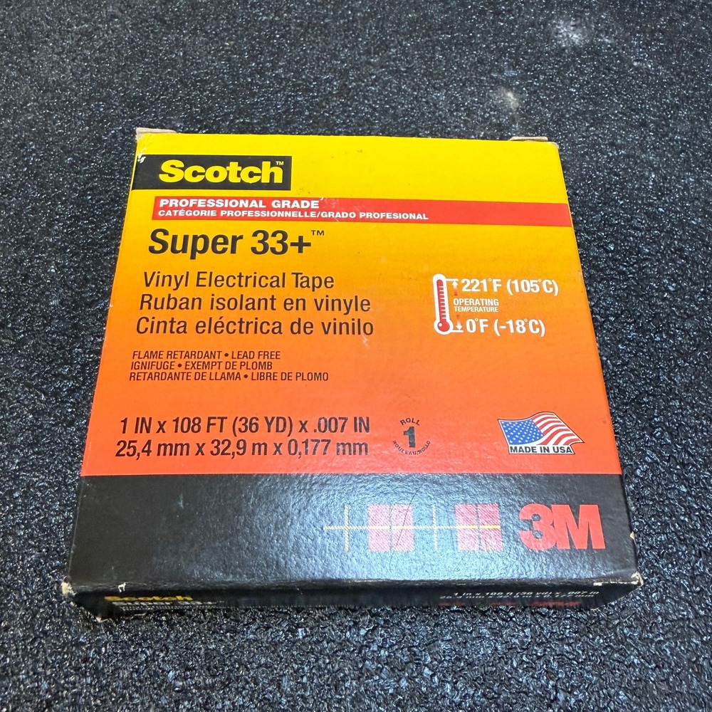3M Scotch Super 33+ Vinyl Electrical Tape 1" x 108' (36yd)